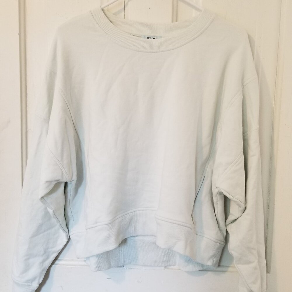 FLX Light Sage Crewneck Sweater w Zip Pockets sz Medium